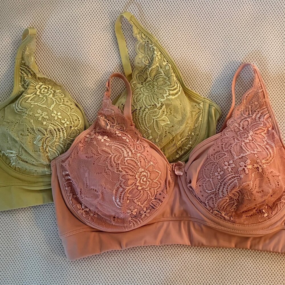 Rhonda Shear 2-Pack No Wire Underwire Bra in Beige + Dusty Rose - Regular NWOT